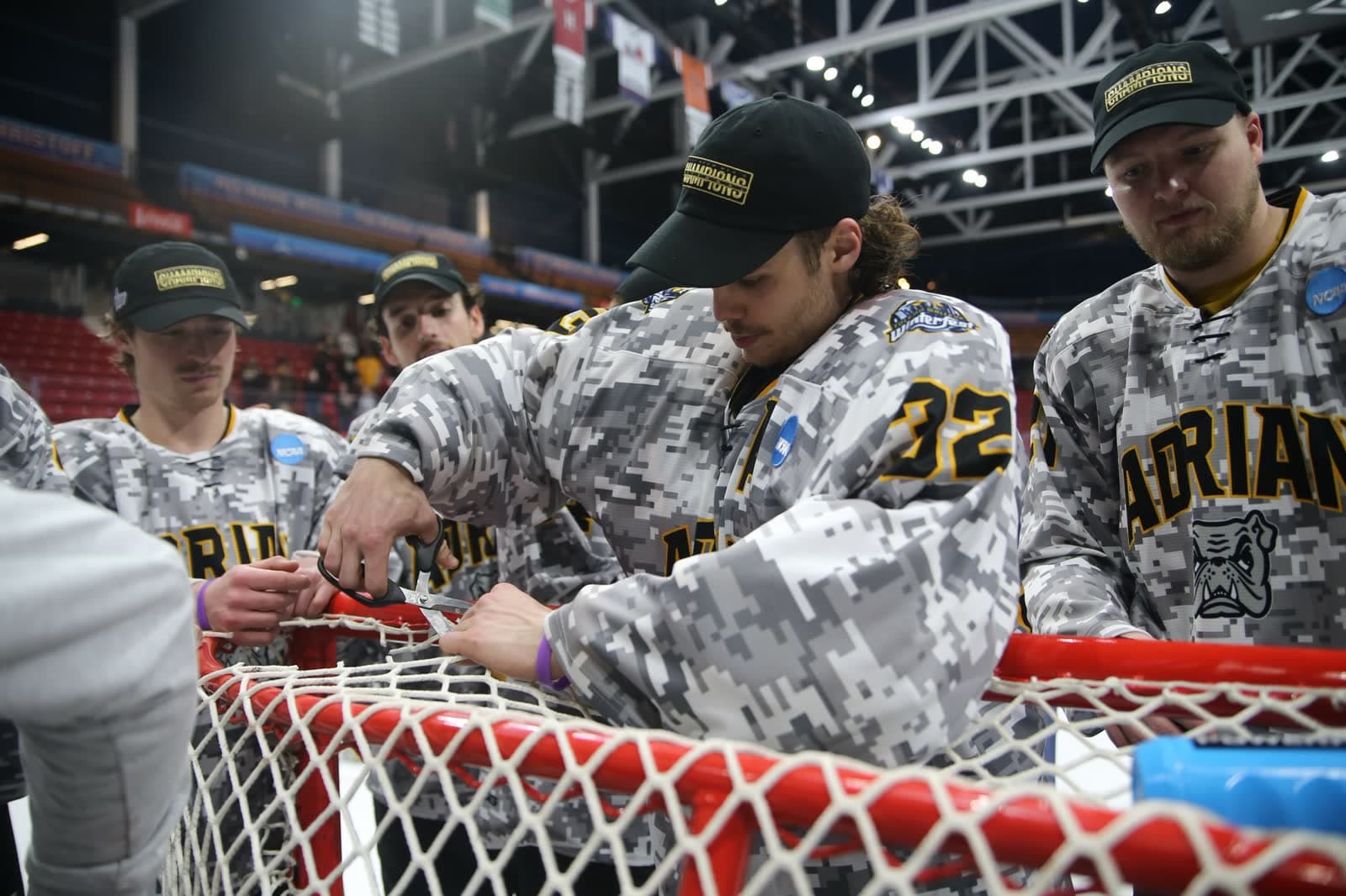 The net coming down after a championship.