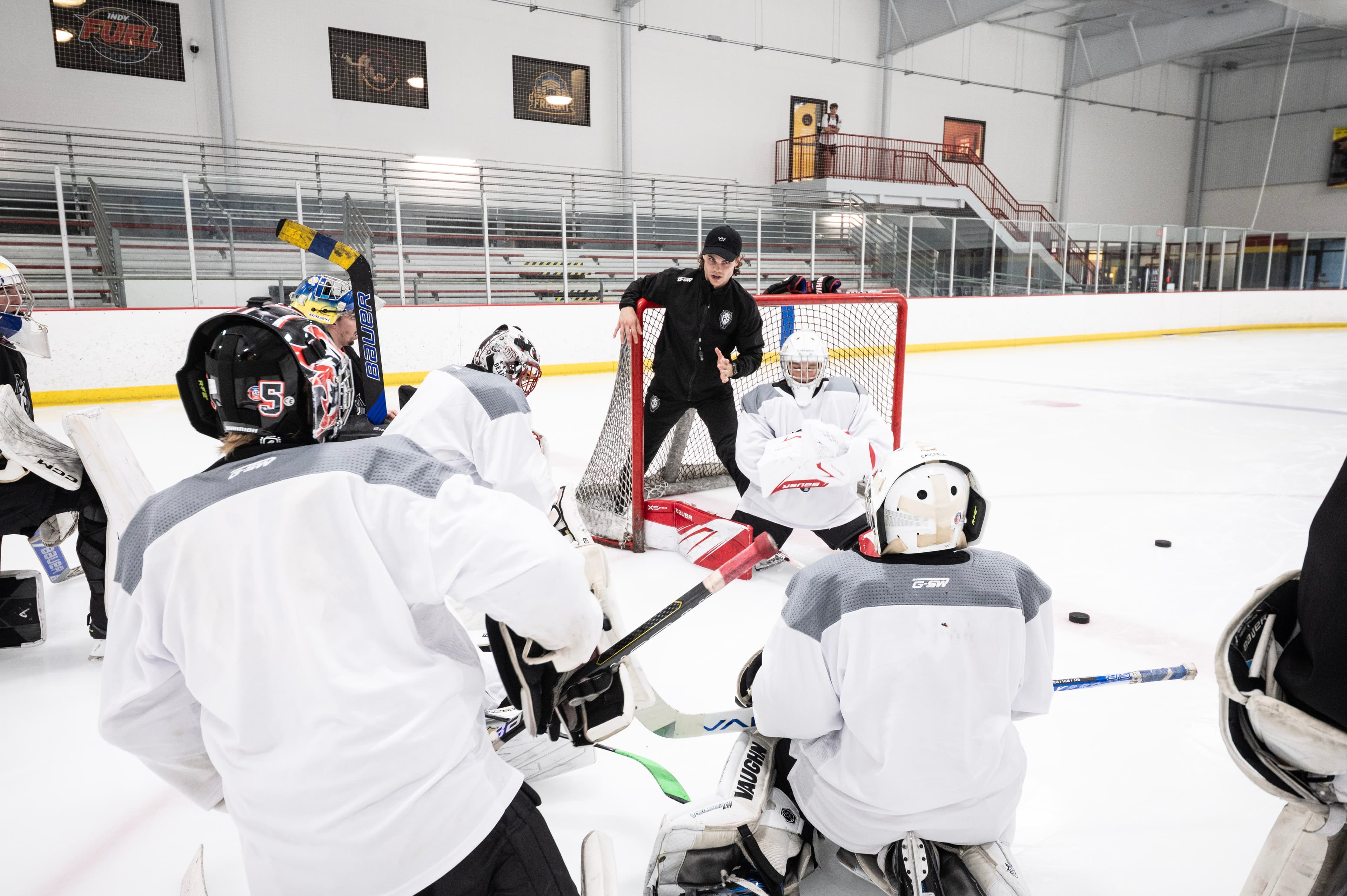 Cam coaching goalies on the ice