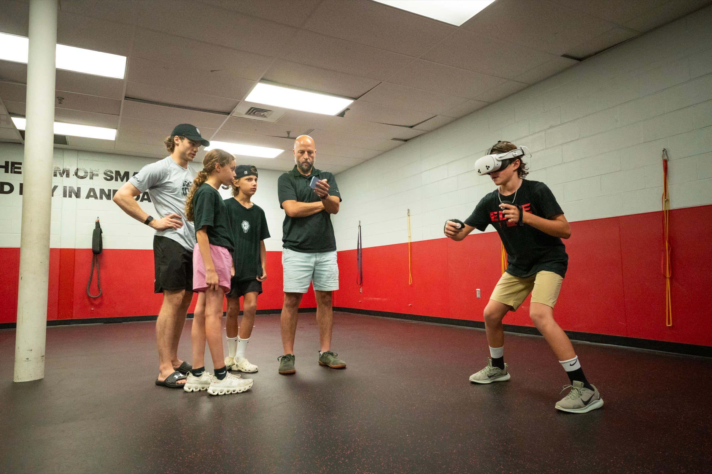 Goalies running an AESV reaction drill together
