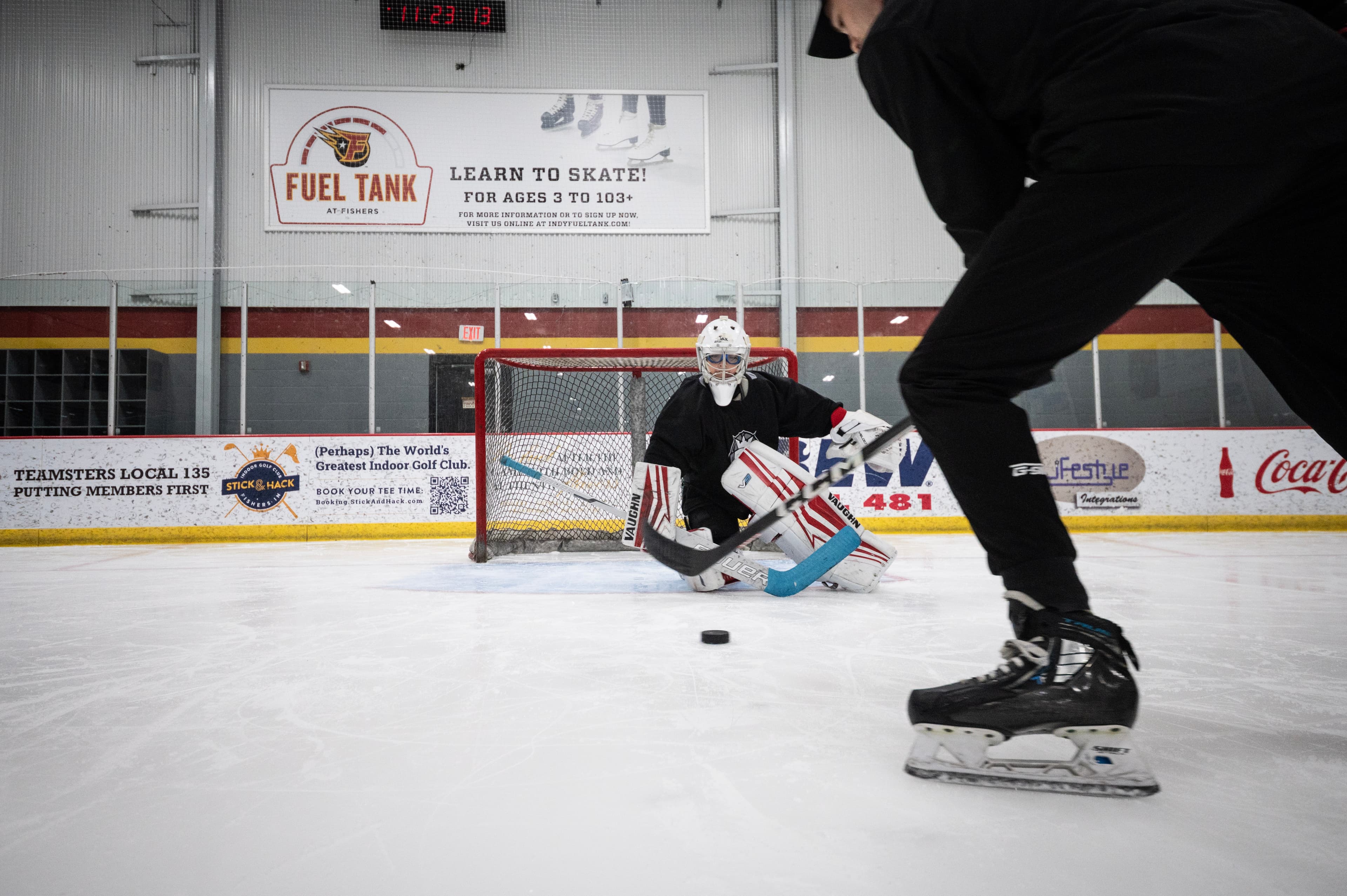 Goaltender in action